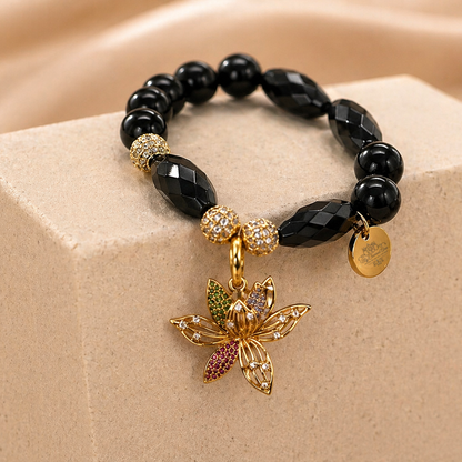 The "Lotus Intent" Black Onyx Bracelet