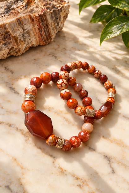 🍂 Fall Inbound Agate & Carnelian Bracelet