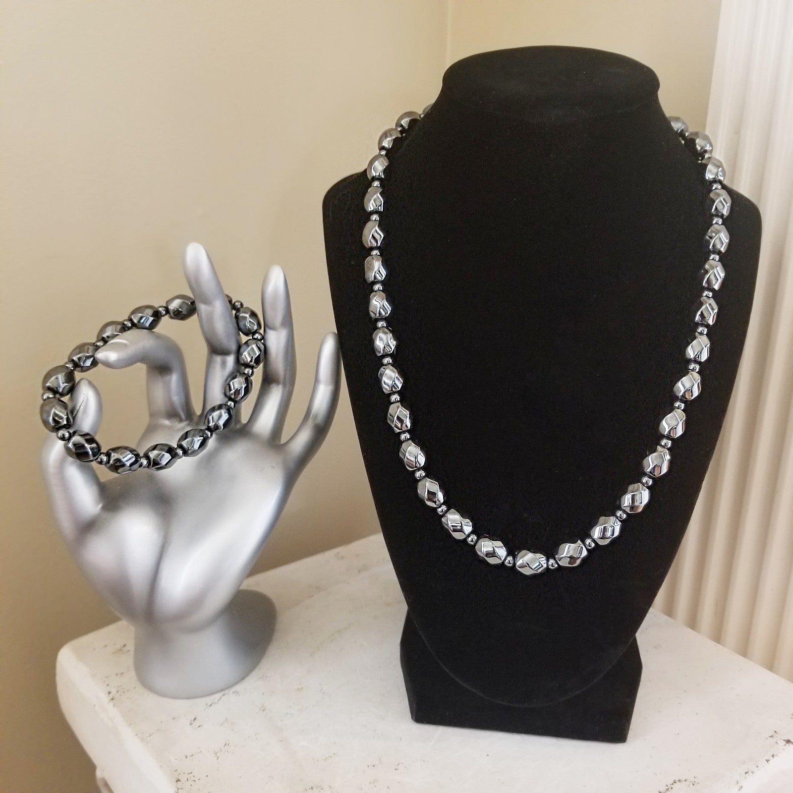 Hematite Necklace & Bracelet Set image 1
