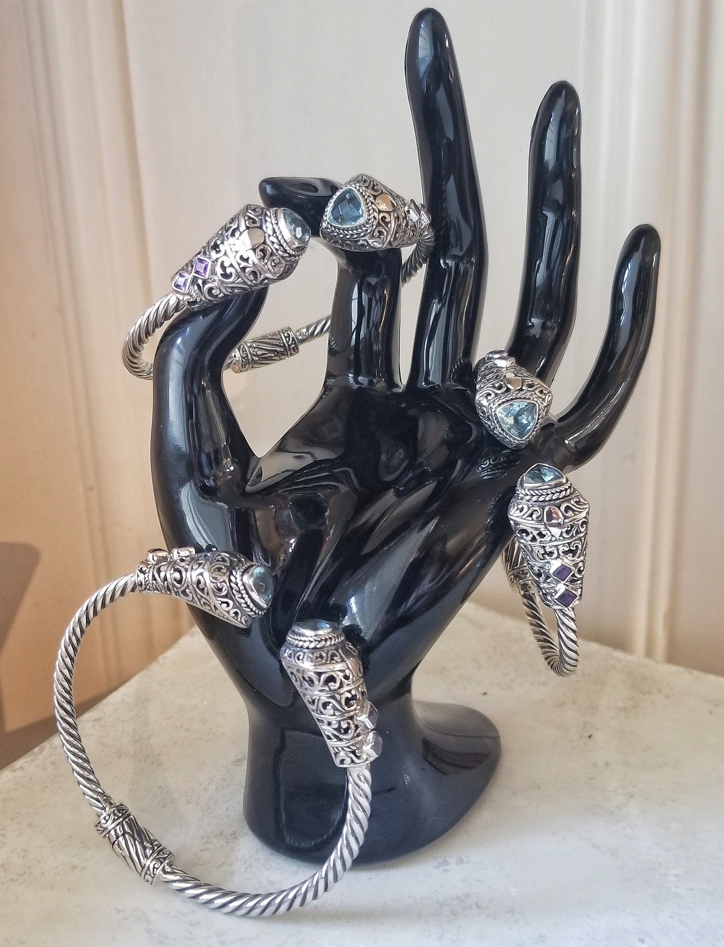 Sterling Silver Gemstone Bangles image 5