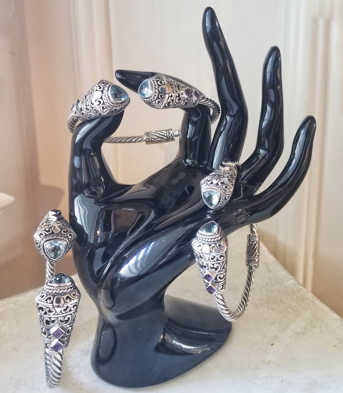 Sterling Silver Gemstone Bangles image 1