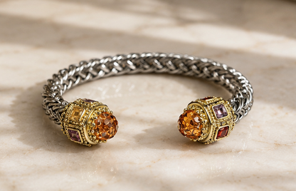 Braided Multicolor Rhodium Cuff