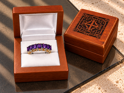 Faceted Agate Bracelet & Amethyst Ring Set