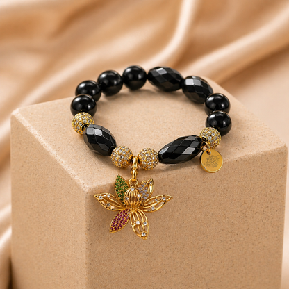 The "Lotus Intent" Black Onyx Bracelet