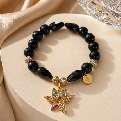 The "Lotus Intent" Black Onyx Bracelet