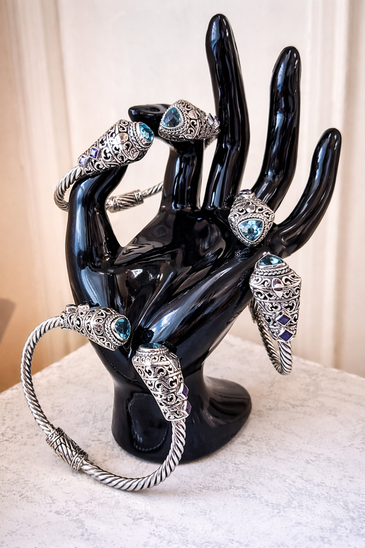 Sterling Silver Gemstone Bangles