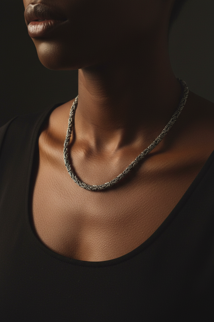 Sterling Silver Rope Necklace 