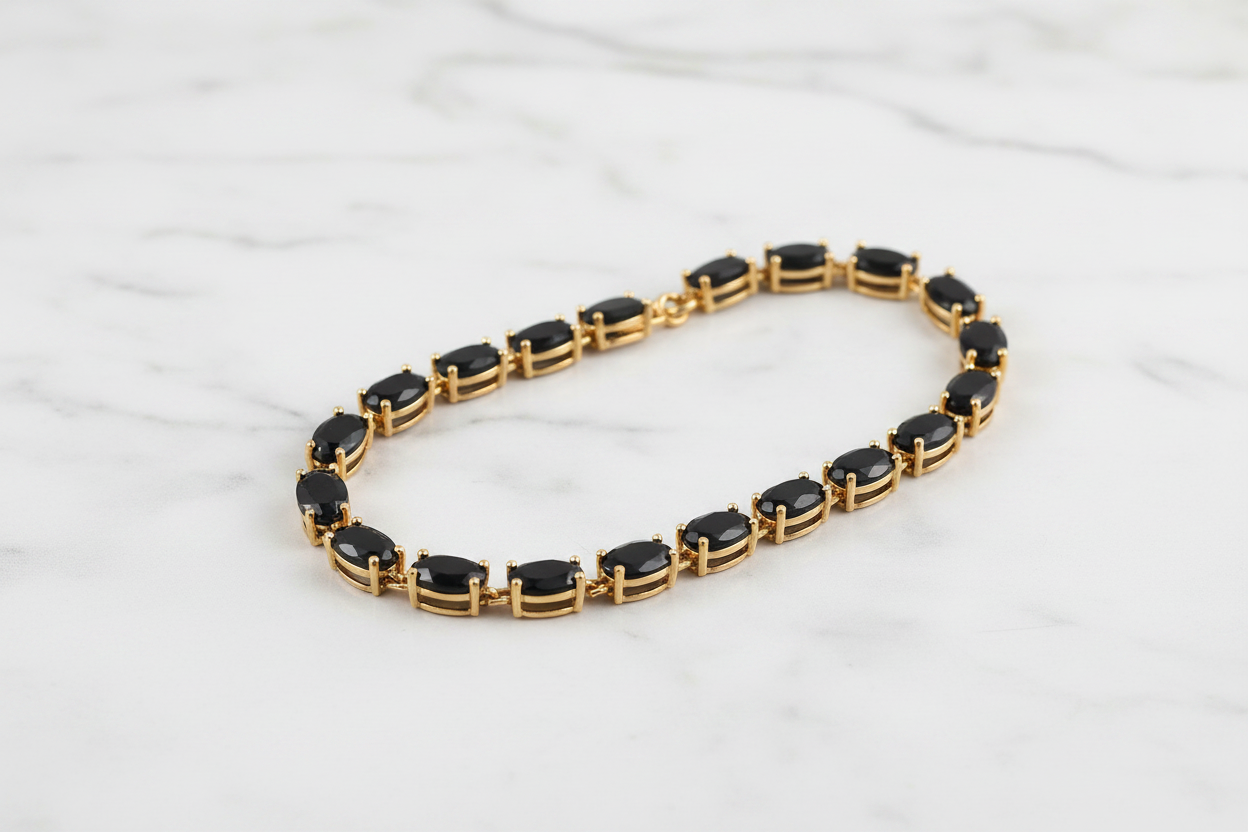 Black Spinel Tennis Bracelet - New Angle