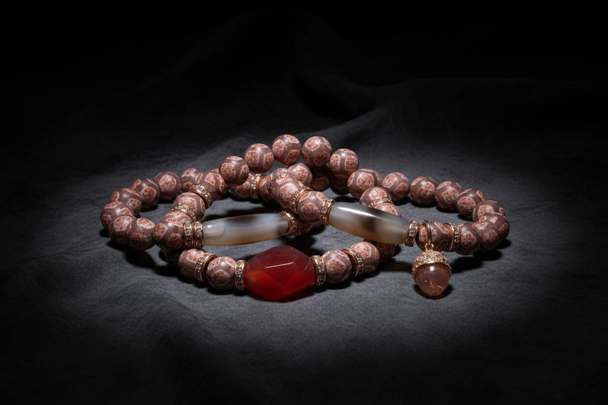 Dzi Bead Collection Image - Rosy Mauve