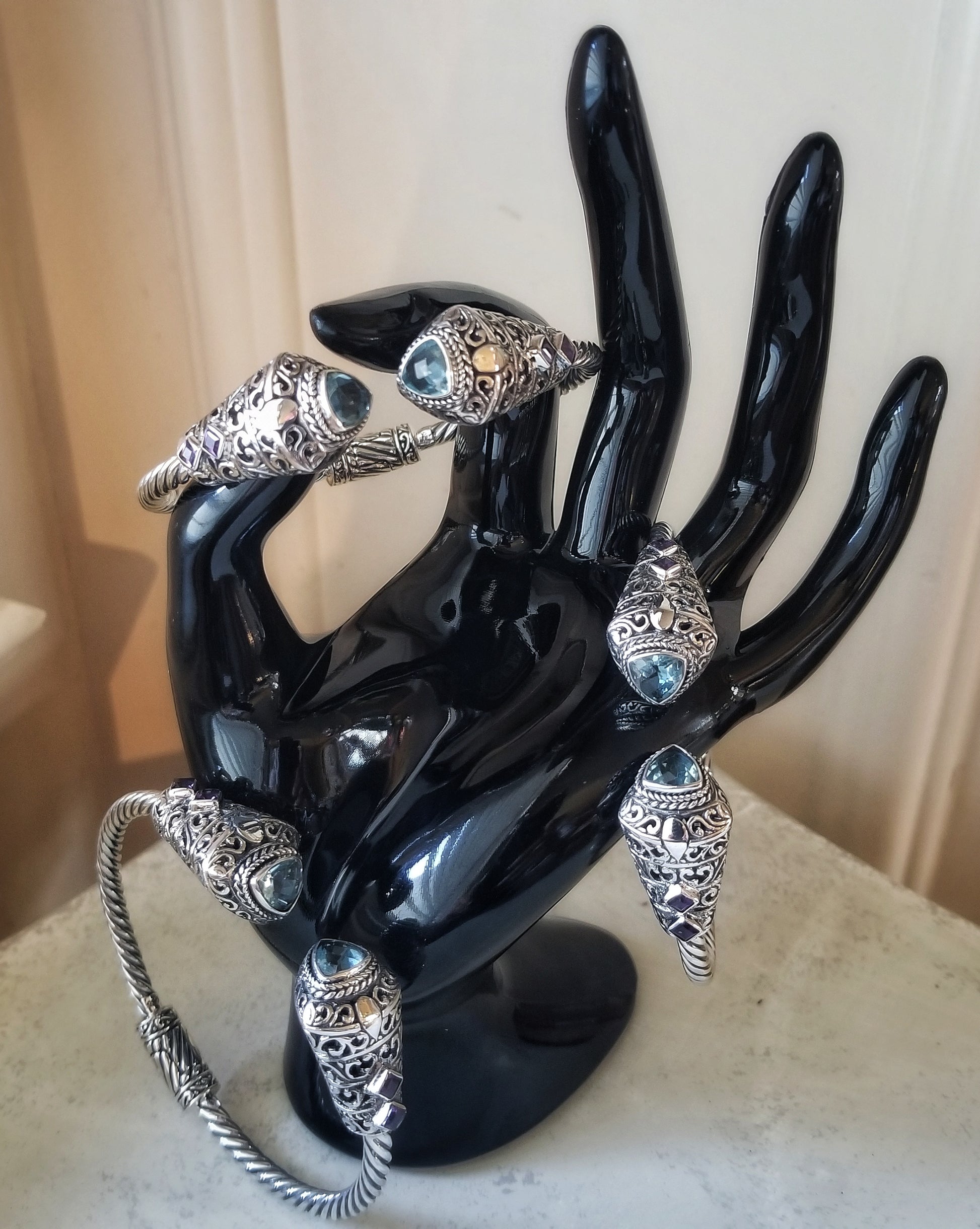 Sterling Silver Gemstone Bangles image 0