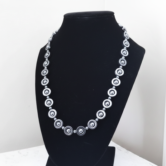 Hematite Circle Necklace - Enhanced Bust