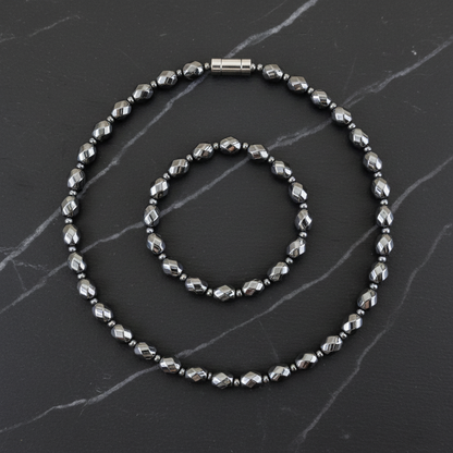 Hematite Set - Flatlay with Barrel Clasp