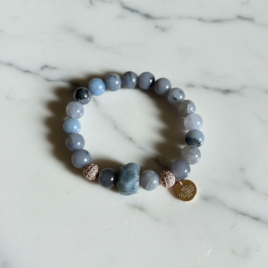 Periwinkle Labradorite - White Marble