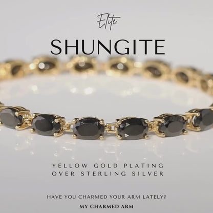 Oval-Cut Shungite Bracelet | 14k Gold over Sterling Silver