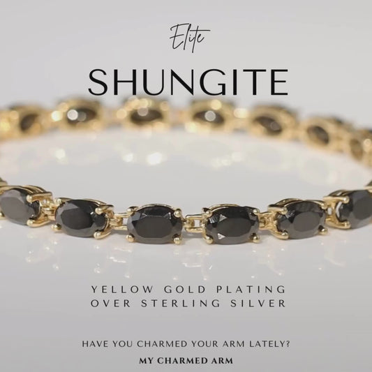 Oval-Cut Shungite Bracelet | 14k Gold over Sterling Silver