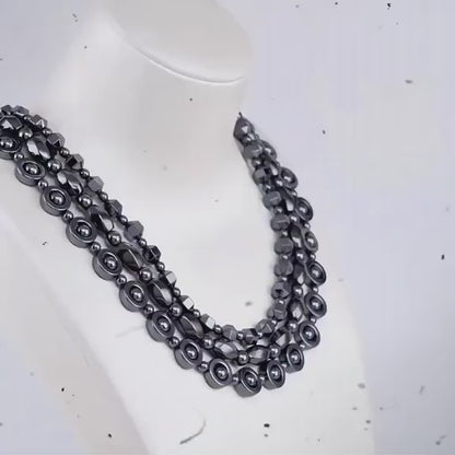 Unisex Hematite Necklace Trio