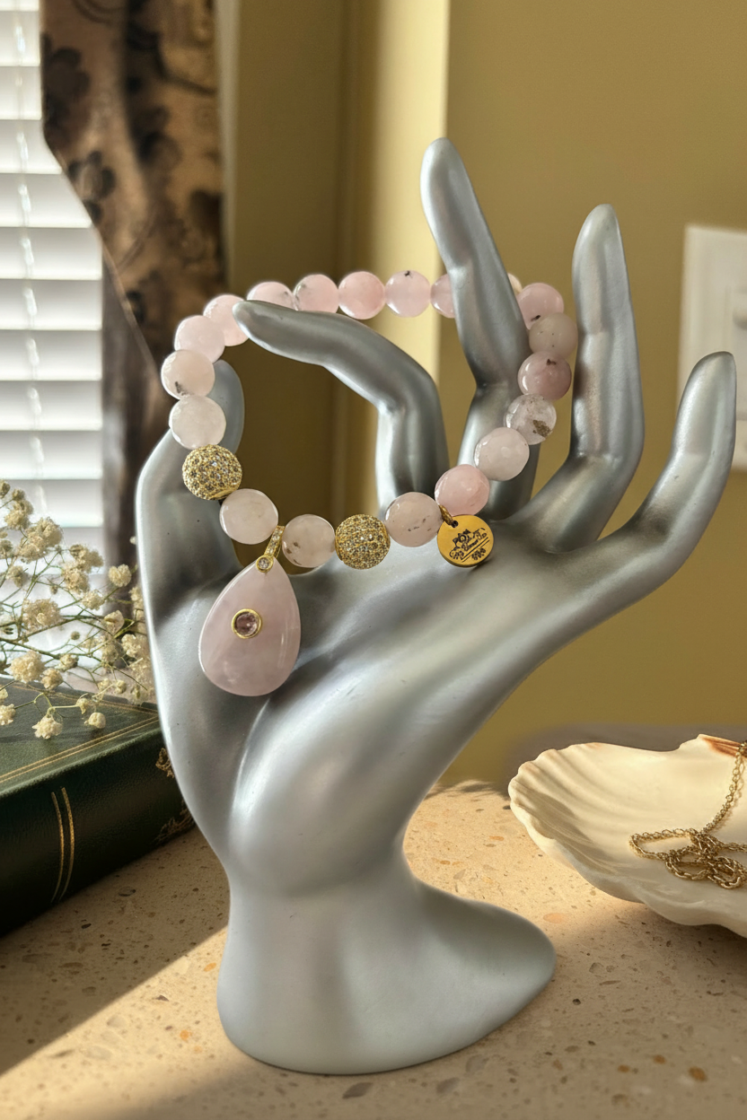 Rose Quartz Bracelet - Warm Lifestyle Hand Stand