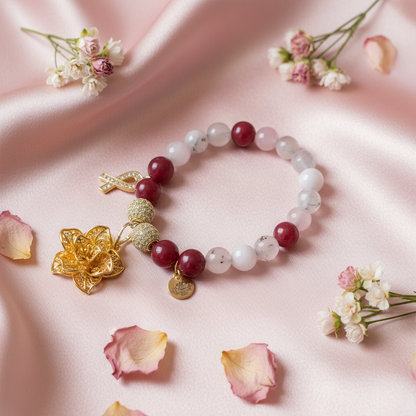 Rose Quartz & Lotus Bracelet - Romantic Blush Lifestyle