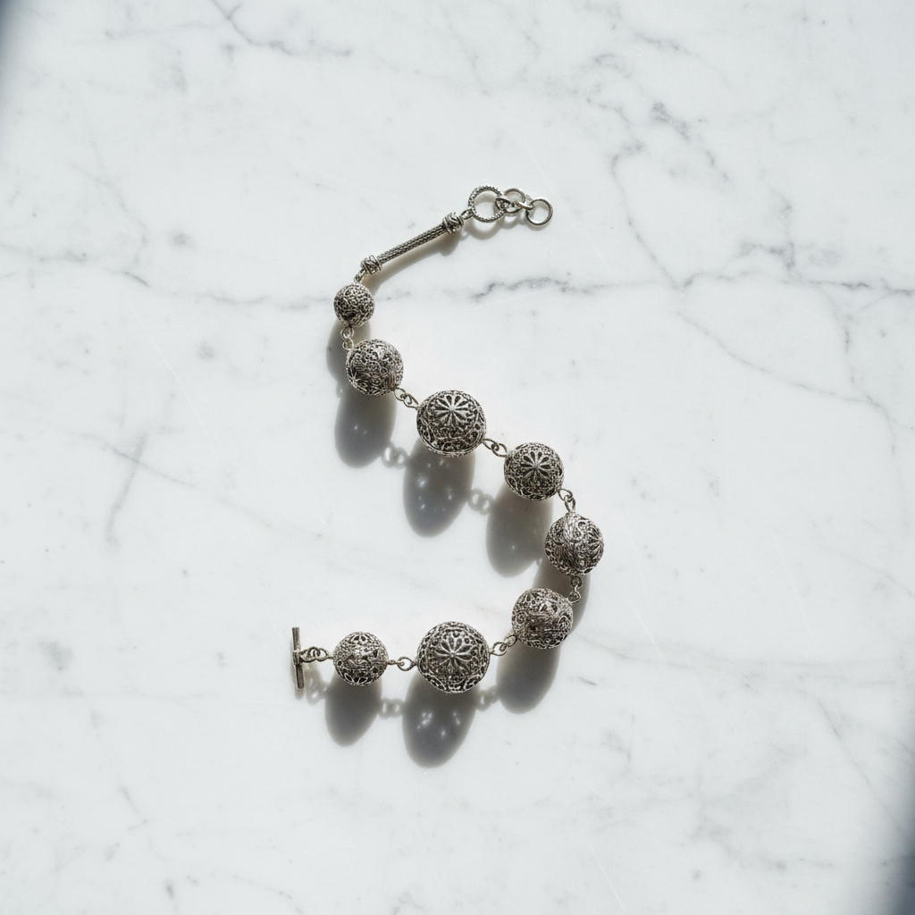 Silver Filigree Bracelet - Flat Lay 2